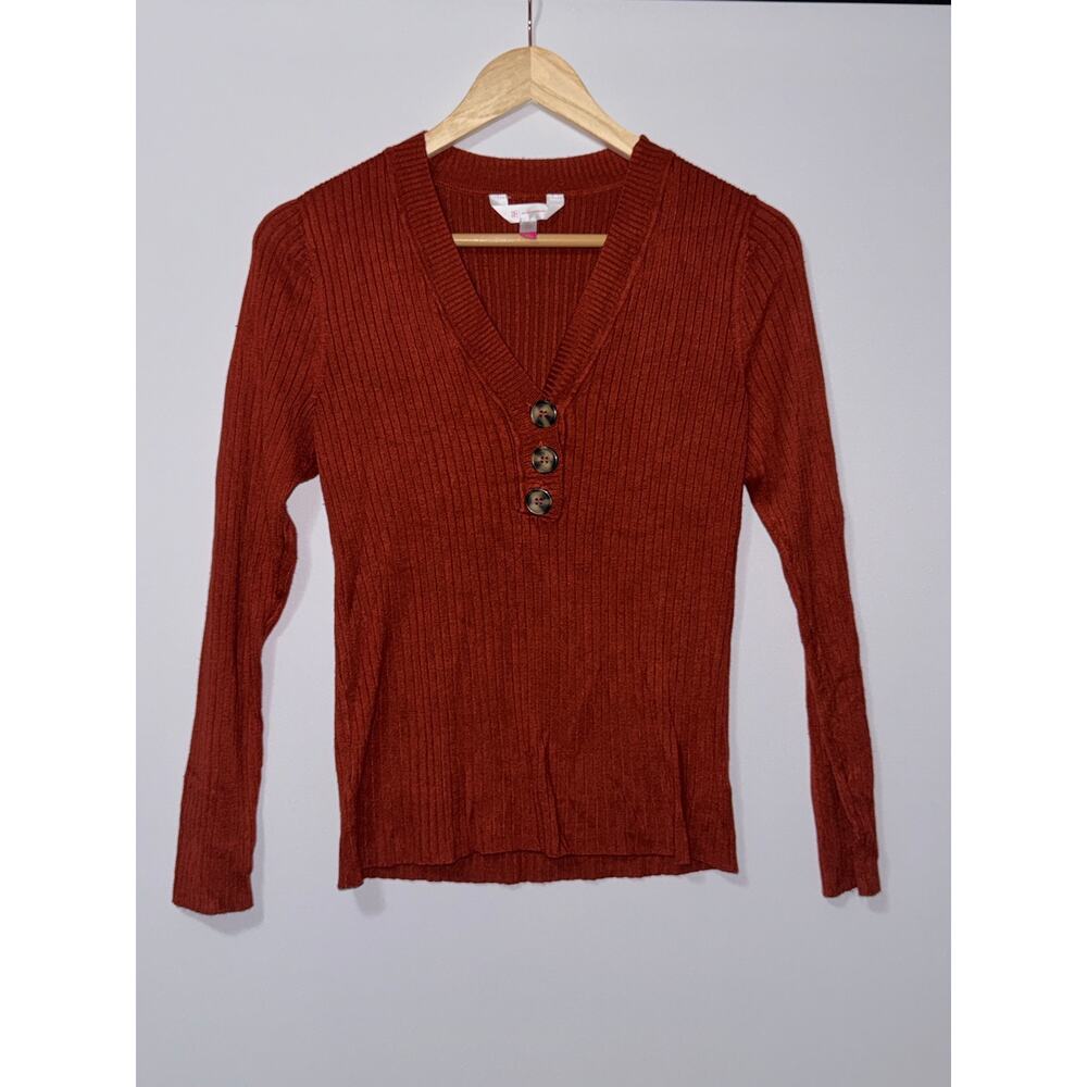 No Boundaries Rib V-neck Button Front Pullover Juniors' size large(11-13)